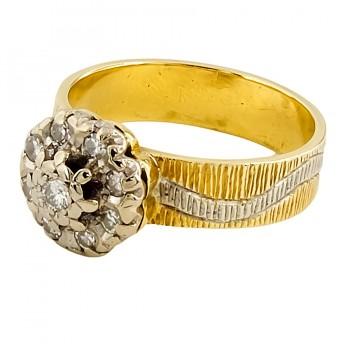 18ct gold 2 tone Diamond Cluster Ring size N